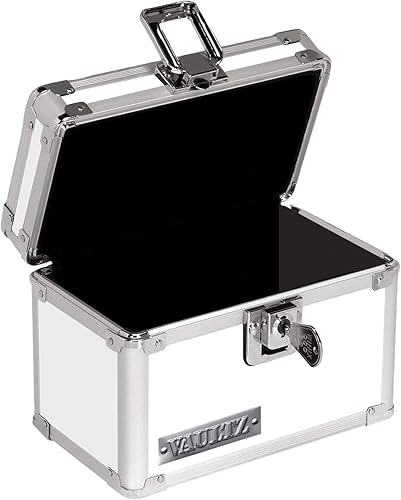 Miniatura 3 de Vaultz Caja de archivos de tarjetas de índice con tapa abatible, capacidad para 350 tarjetas de 3 x 5, lunares blancos y negros (VZ03715)