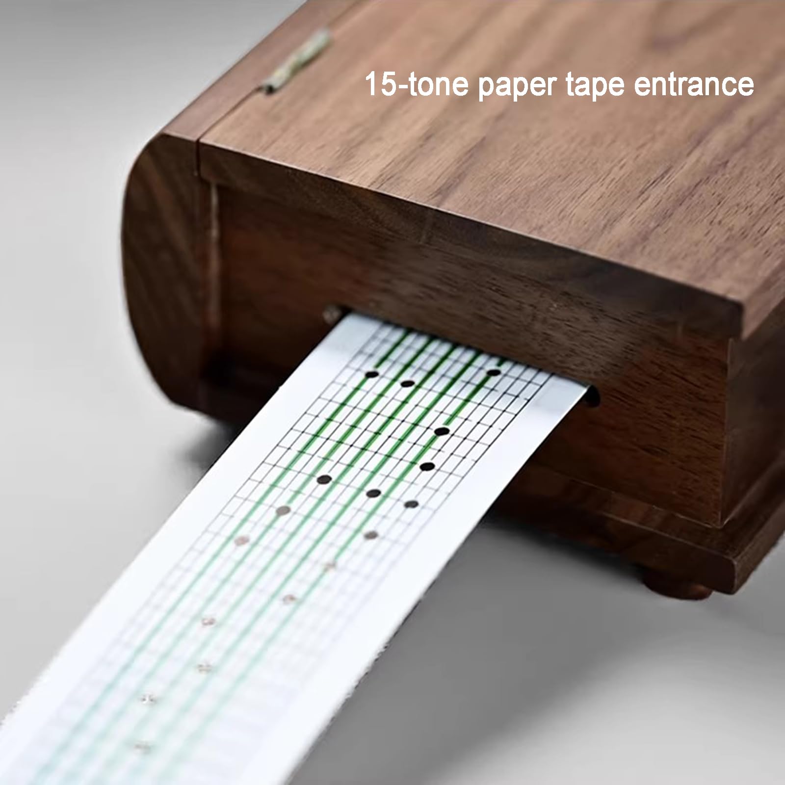 Caja musical de madera con mecanismo de 15 notas, mecanismo de manivela, incluye cinta de papel en blanco para música personalizada, para amigos y seres queridos