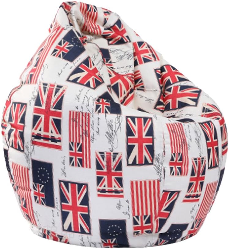 Bean Bag Chair Cover Without Filling, Large Toy Storage, Plush Organizer for Kids, Material, Modern Design - Perfect for Home Organization and Comfort. (23. - UK Flag