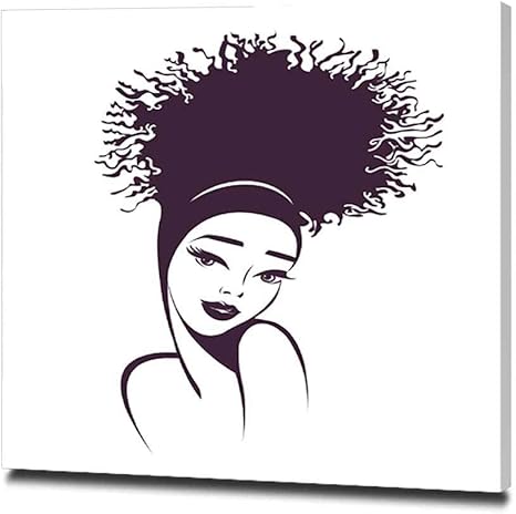 Amazon 洗練されたおだんごスタイルと化粧とヘアサロンのベクトルのアイコンと美しいアフリカ系アメリカ人女性 アートパネル おしゃれポスター モダン インテリア絵画 壁掛け キャンバス絵画 絵 パネル ポスター おしゃれ アートボード 50x50cm アートフレーム
