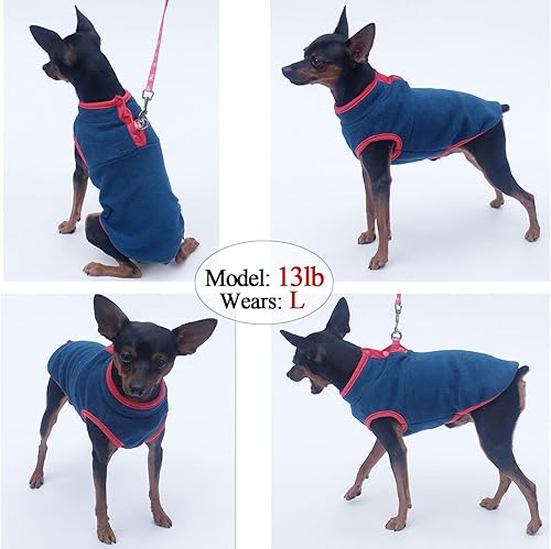 Vista 2 de Paquete de 2 suéteres para perro, chaqueta cálida para cachorro, abrigo de otoño e invierno, ropa de vellón elástica para mascotas con botones