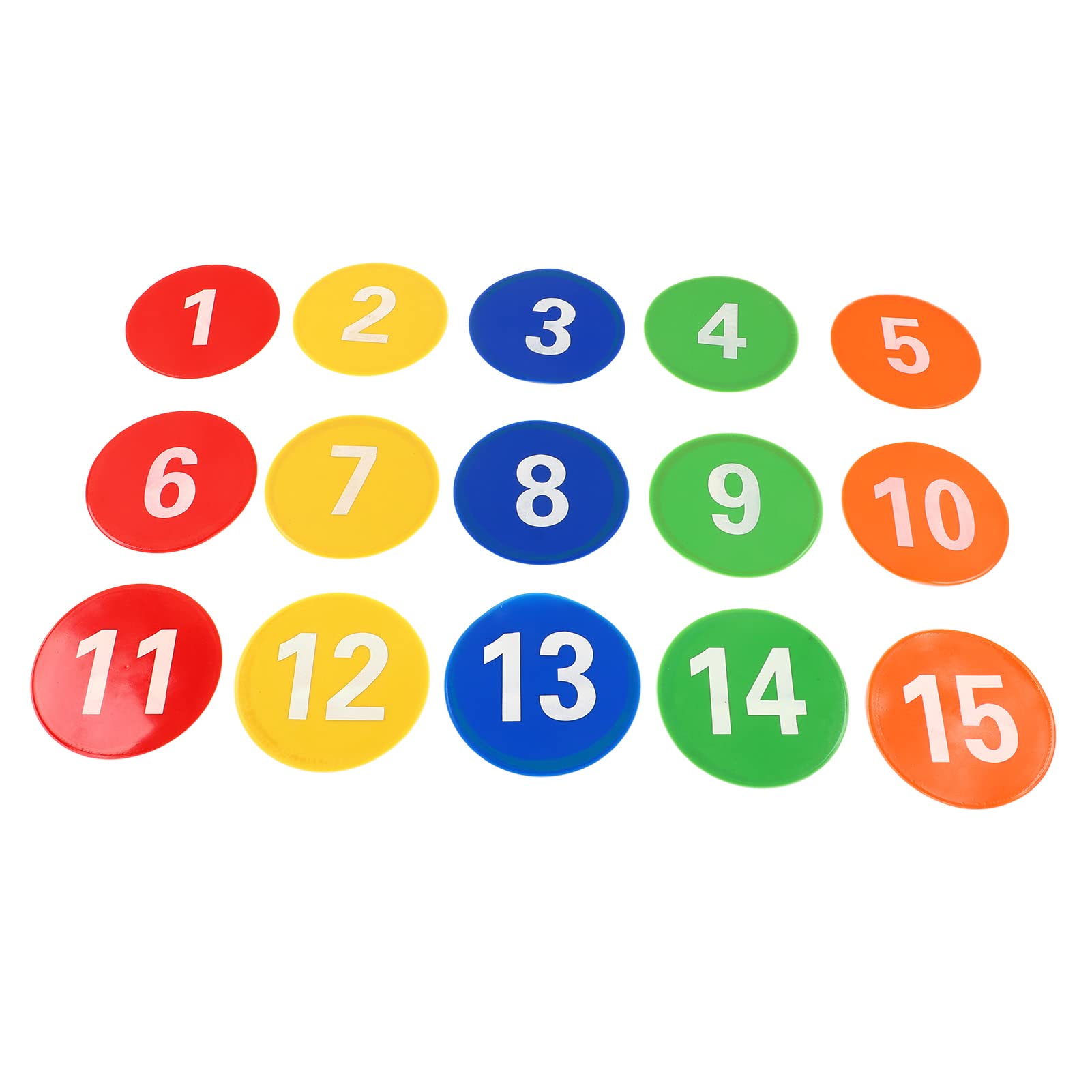 Indicatori di Punti a Cono Piatto Antiscivolo, da 1 a 15 Indicatori di Punti Numerati, Punti da Pavimento Coni Piatti Punti di agilità con 5 Colori Vivaci per Allenamenti di Calcio