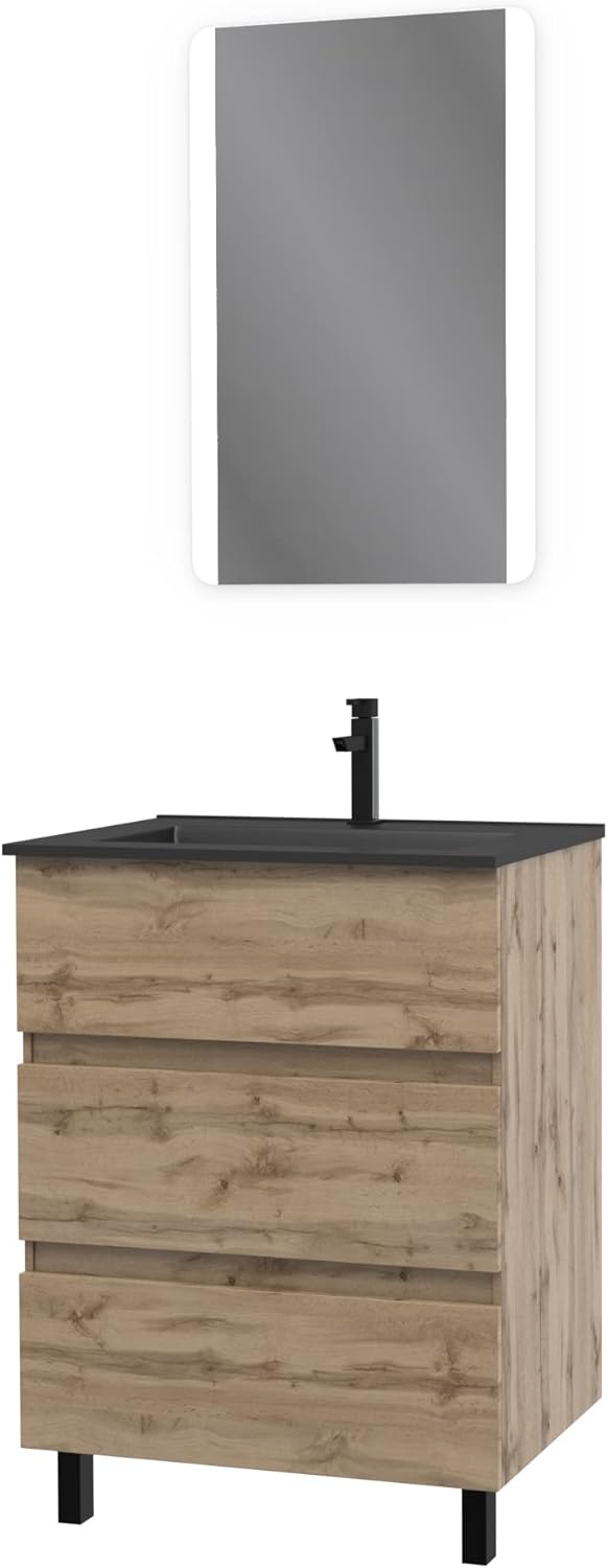 Depan view daripada AURLANE bathroom cabinet with legs