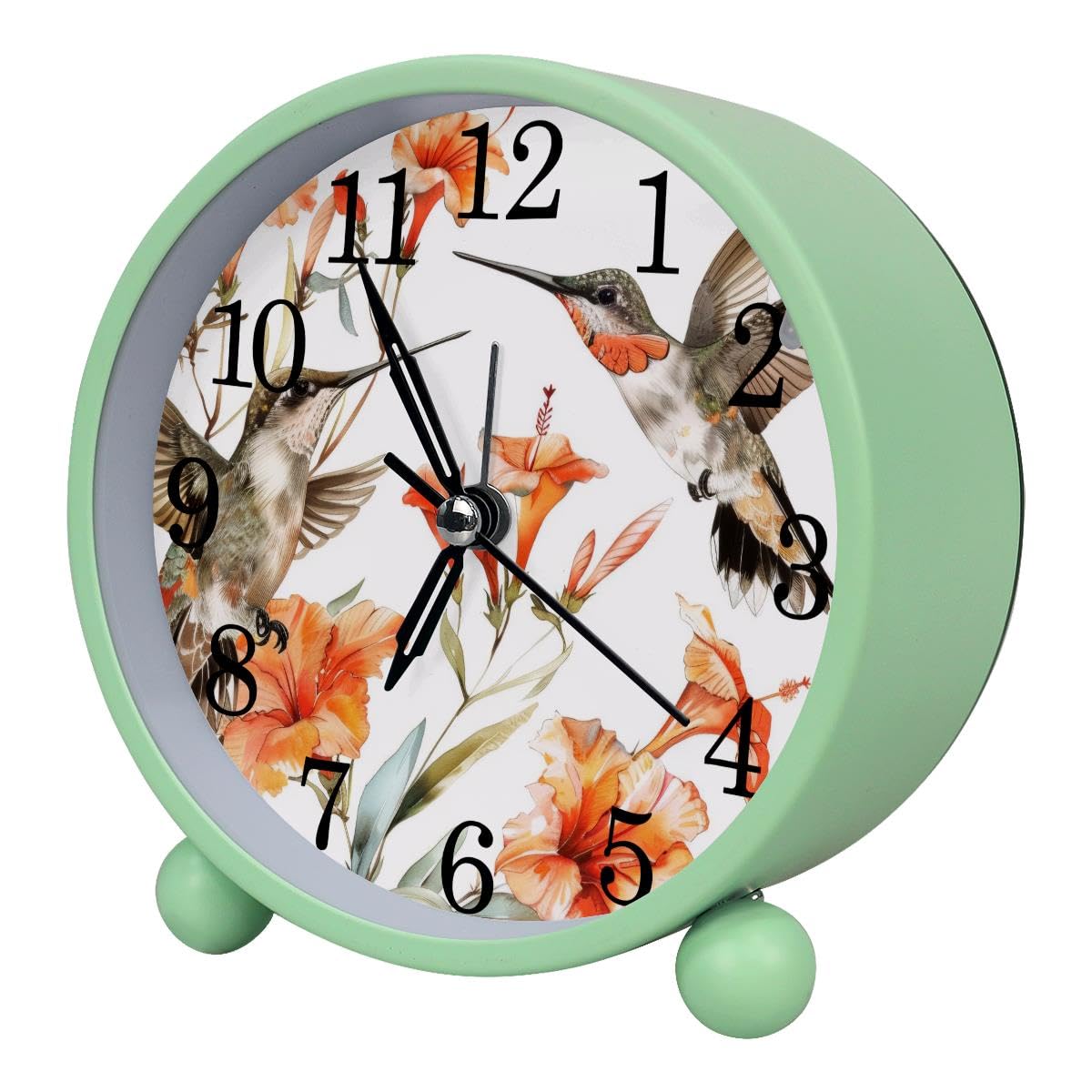Luoweisi Alarm Clock Hummingbirds Flying Flowers, Silent Non-Ticking with Night Light