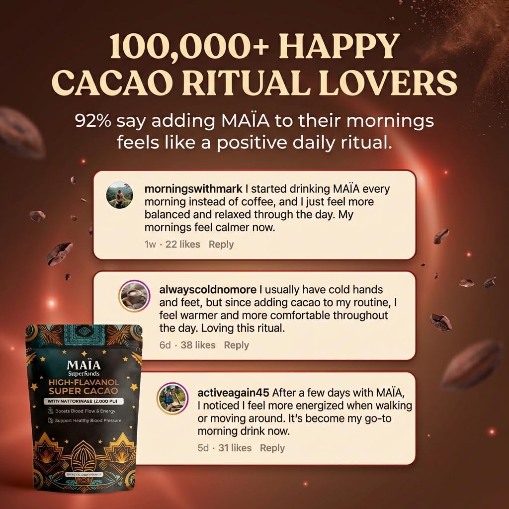 Maia Ceremonial Cacao | Super Cacao | High Flavanols | Supports Healthy Blood Pressure, Cardiovascular Wellness | Theobromine