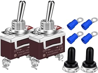 DaierTek 30A Waterproof Toggle Switch 12V DC Heavy Duty SPST ON/OFF 2-Pack with Weatherproof Boot for Car Marine Boat