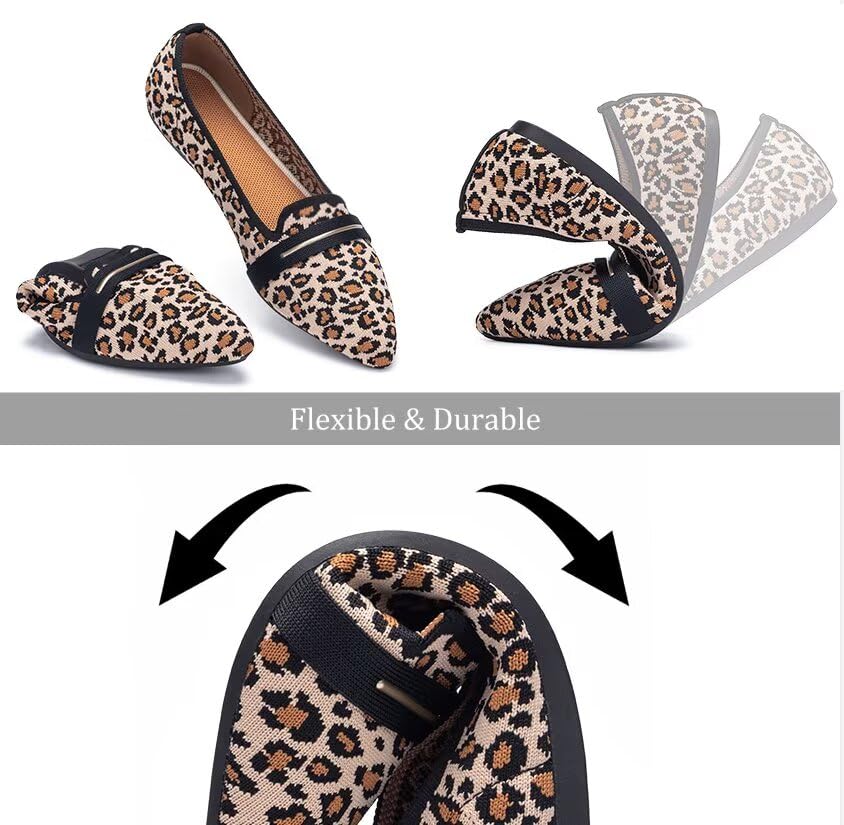 Image of Frank Mully Women's Casual Loafer Flats Slip On Loafer Shoes Comfortable Knit Flat Shoes Classics Pointy Toe Loafer Flats,for Work,Travel