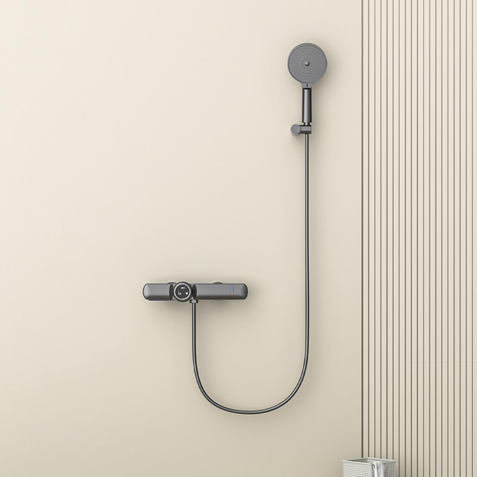 SnamicE Bath Shower Mixer Tap Wall Mounted Chrome Bath Tub tatic Shower Mixer Tap 3 Mode Shower Head and Hose Set for Bath Taps,Gray