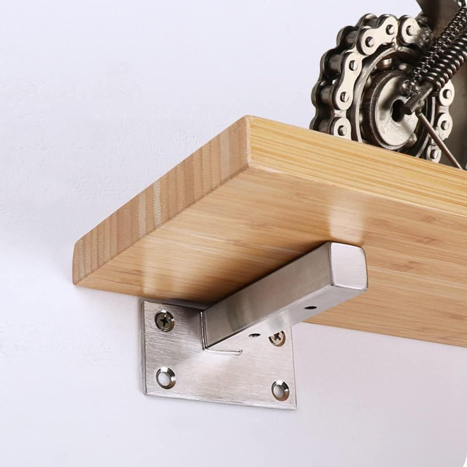 Soportes de estantería Cuadrados Plateados de Acero Inoxidable Industrial, Montaje en Pared Resistente y Duradero, 2 Unidades para Cocina, jardín o almacén, 500mm/19.7in, 500mm/19.7in