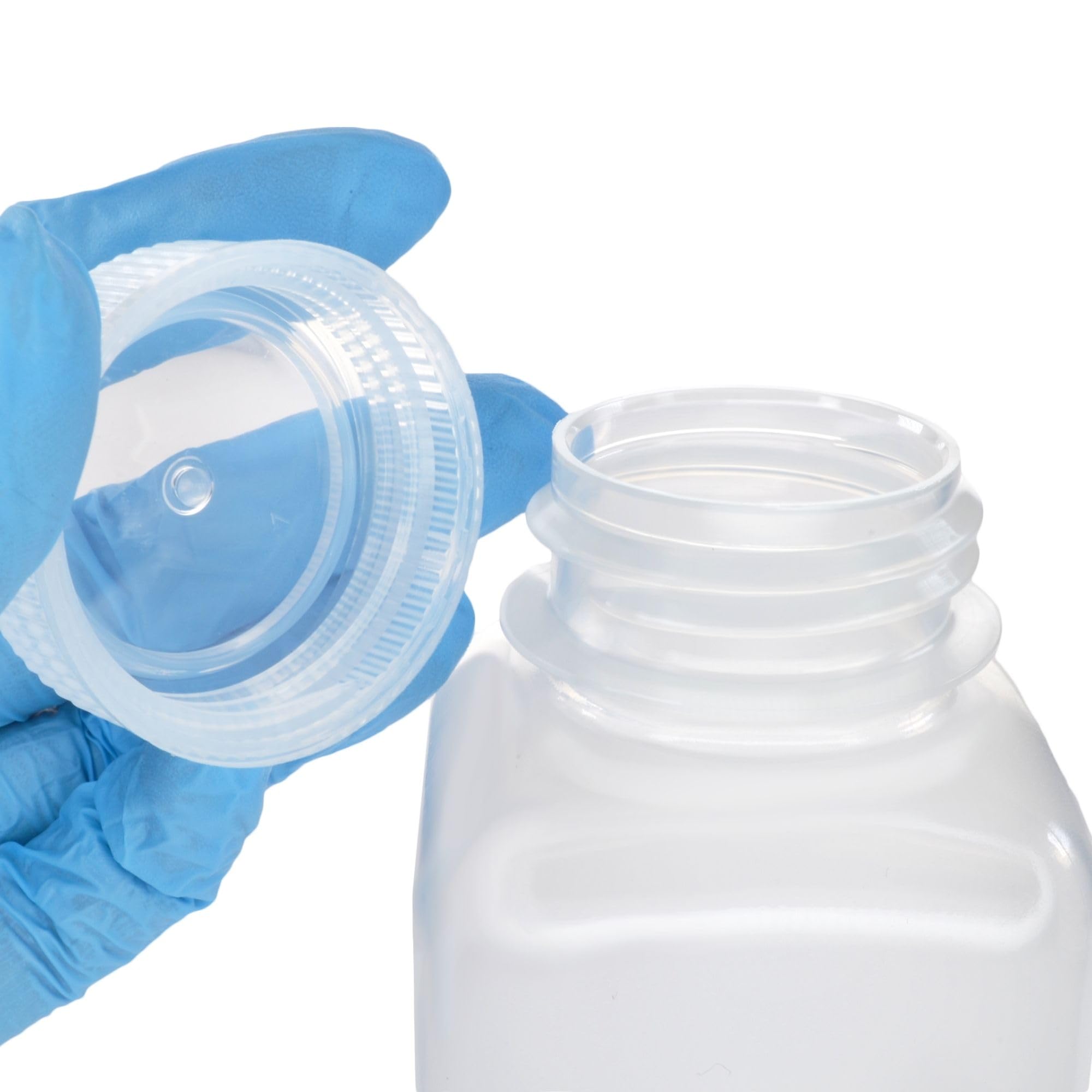 EISCO - Confezione da 12 bottiglie quadrate per reagenti in polipropilene da 250 ml con tappo a bocca larga in polipropilene, traslucide, autoclavabili, a prova di perdite, resistenti agli agenti