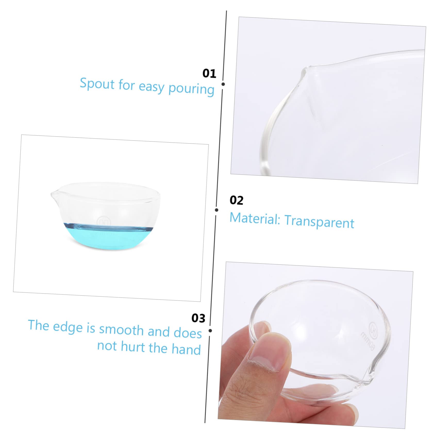 3stücke Runde Glas-verdunstungsschale Mit Ausgießer Flachem Boden Für Labor Und Küche Multifunktional Flüssigkeiten Lösungen
