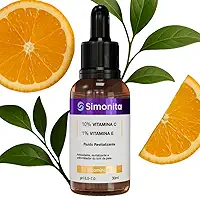Sérum Facial Vitamina C 10% + Vitamina E 1% 30ml Clareia Manchas, Uniformiza o Tom da Pele, Hidrata sem Oleosidade, Antioxidante e Anti-Idade SIMONITA