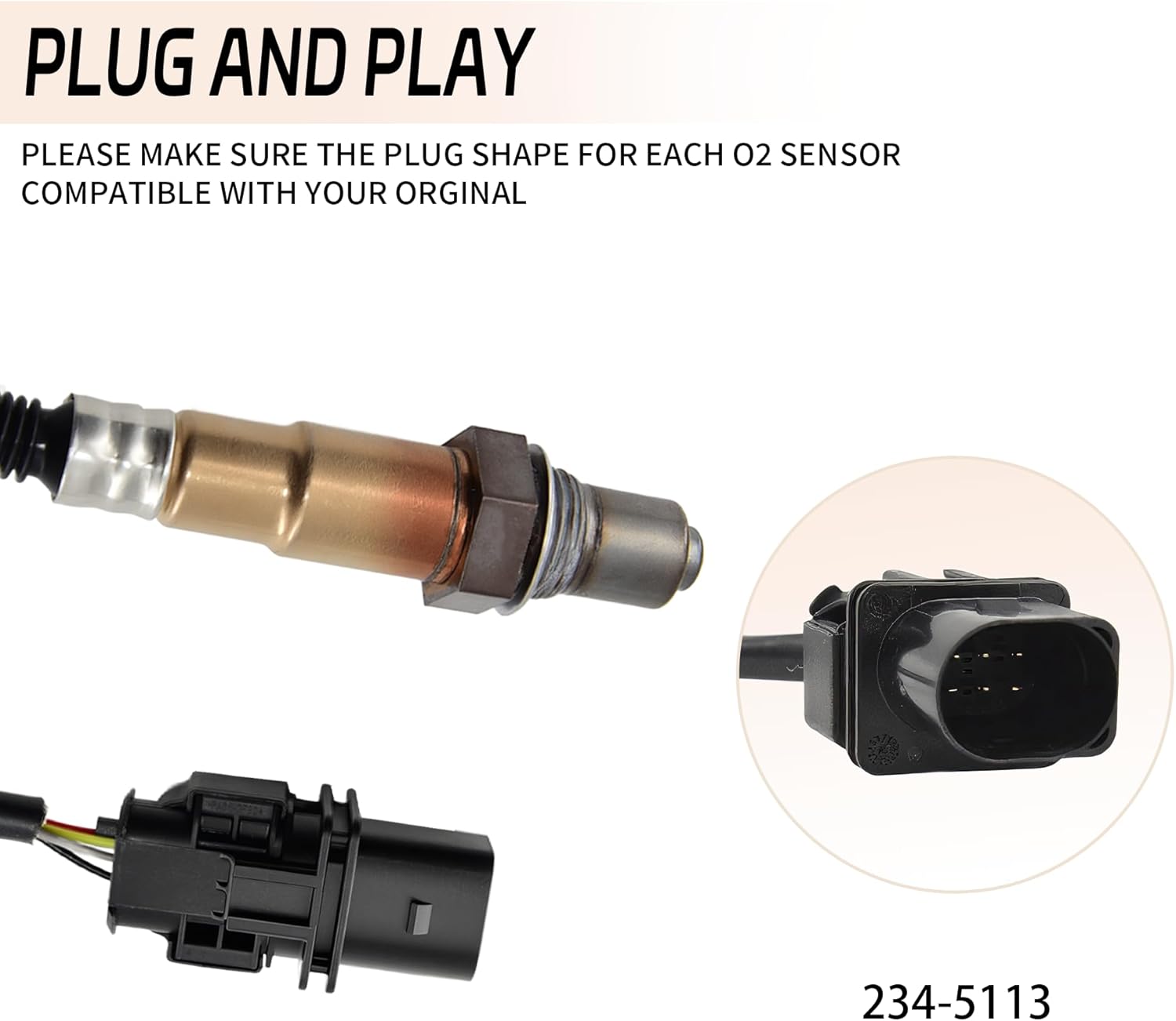 1Pcs Oxygen Sensor Upstream 234-5113 Compatible for 2009-2019 Ford E-150 E-250 E-350 Expedition Explorer F-150 Fiesta Flex Focus Fusion Mustang Police Sedan Police SUV Taurus MKS MKT