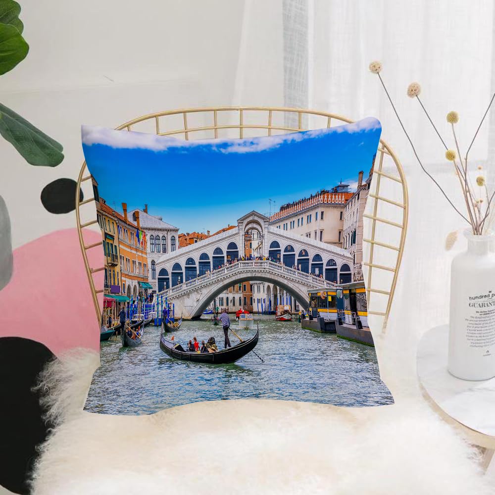 Hyosxw Rialto Bridge And Grand Canal In Venice, Ita - A4 Cushion Cover,Throw Pillow Case Home Decorative For Living Room Bedroom Sofa Chair 18X18 Inch,Rialto Bridge And Grand Canal In Venice, Italy,Pillowcase 45X45cm