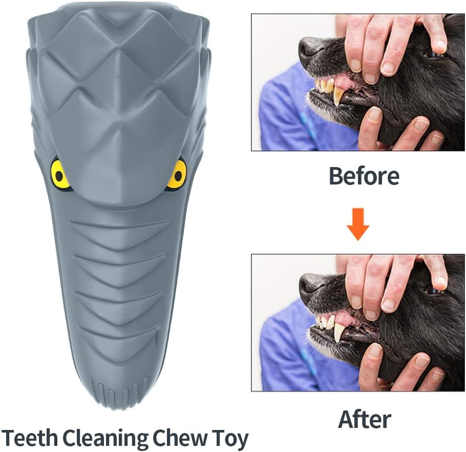 Dog Chew Toys for Aggressive Chewers Large Breed, Rubber Dog Toothbrush & Squeaky Chew Toys,Reduces Plaque & Tartar Teeth Cleaning Pet Toys, Tough Tear-Resistant Dog Toys
