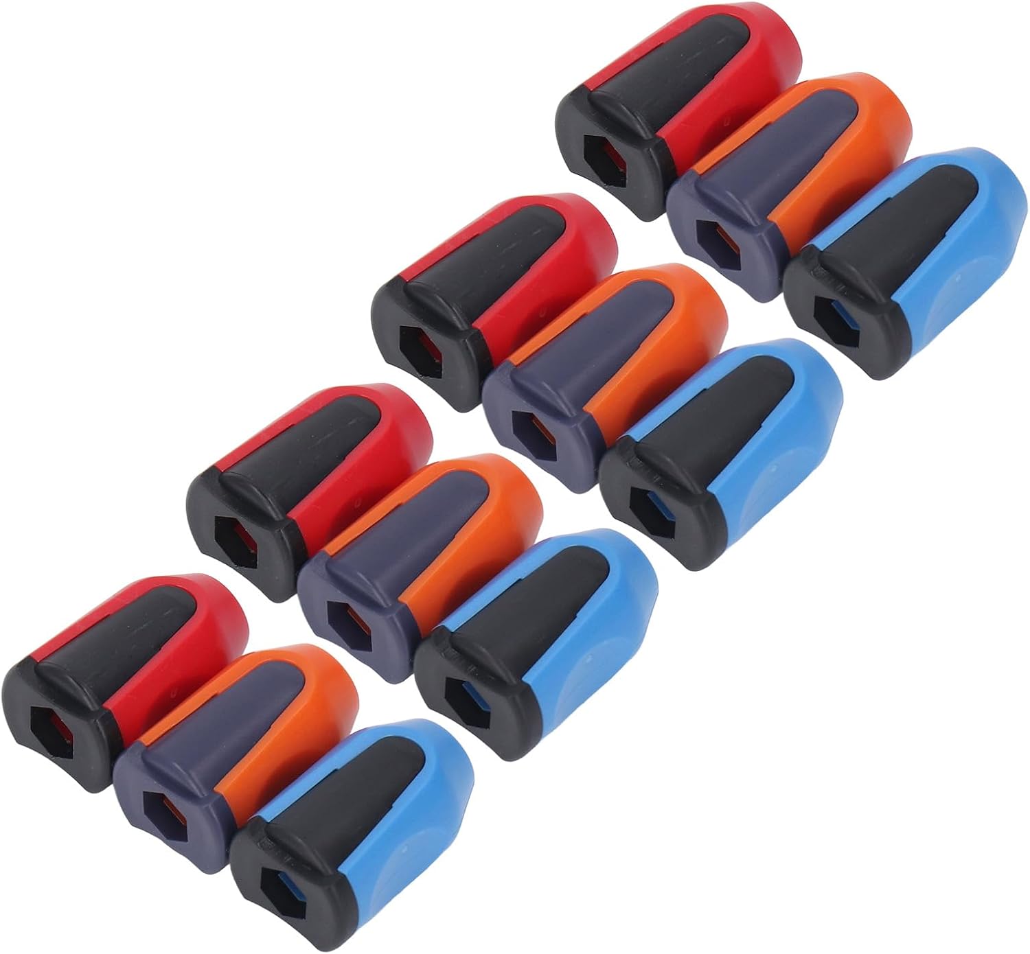 Magnetic Screw Rings ABS Plastic Hexagonal Bit Holders Secure Magnetic Suction for Screwdriver Bits Red Yellow Blue 12PCS