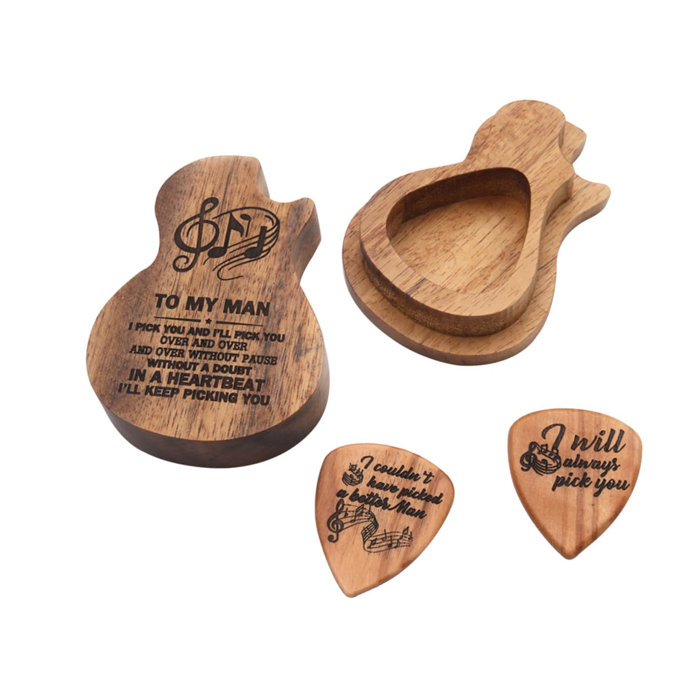 ibasenice 2juegos Caja Forma De Guitarra Púas De Madera Soporte para De Púas Accesorios para Guitarra y Ukelele