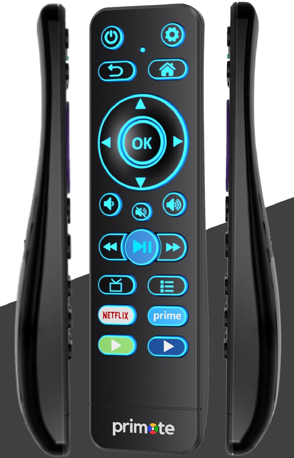 Mando a distancia universal de TV para todos los televisores inteligentes 4K/HD integrados FlRE y ROKU, con retroiluminación y aprendizaje por infrarrojos