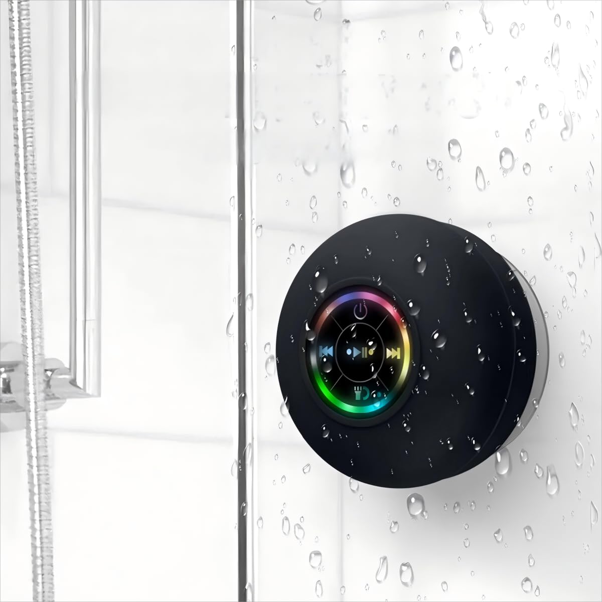 Altavoz De Ducha Bluetooth, Altavoces Portátiles 2024 Bluetooth 5.3 IPX7 Altavoz Inalámbrico Impermeable Con Luz LED, Sonido De 360° Mini Altavoz Portátil Con Ventosa Y Micrófono Manos Libres Para