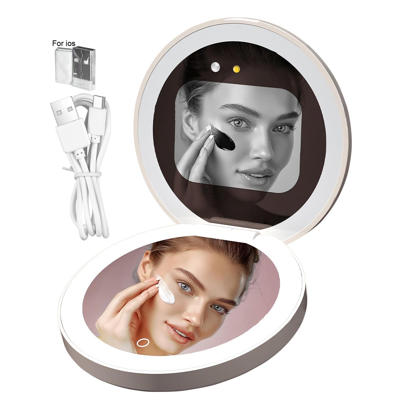UV Spiegel Für Sonnencreme Test Sonnenschutz Test Zubehör Mit LED Licht | Tragbarer Make-Up-Spiegel Für Mädchen, Damen, Mütter, Salon, Zuhause, Reise, Badezimmer, Schminktisch, Auto, Büro und