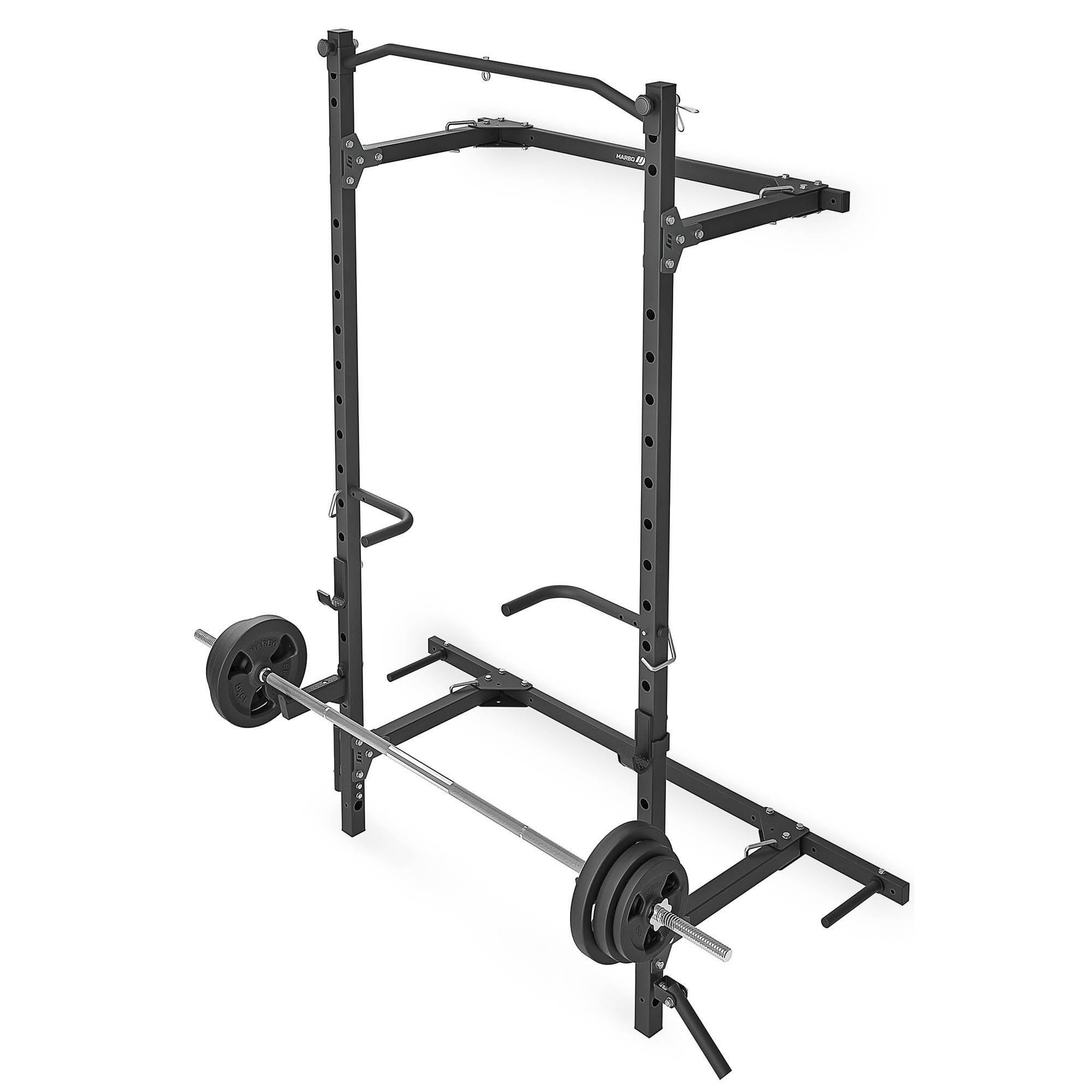 Marbo Sport Dip-Station, Klimmzugstange, Klappbares Power Rack mit Landmine-Griff MS-U114 2.0