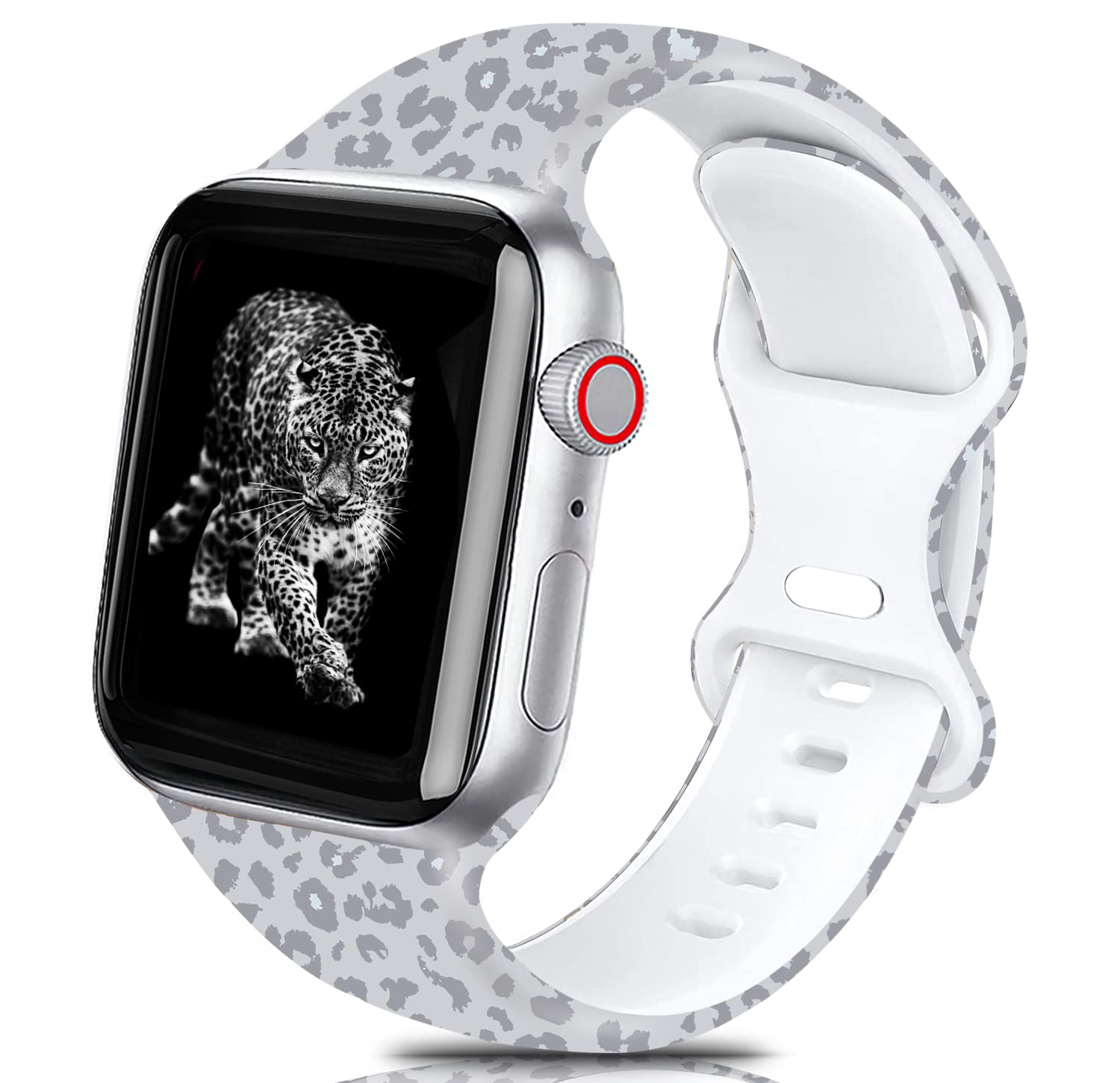 Sport Band Compatible for iWatch Leopard Band 38mm 40mm 42mm 44mm,Women Soft Silicone Luxury Cheetah Printed Replacement Wrist Strap for iWatch Series 7 & Series 6 5 4 3 2 1