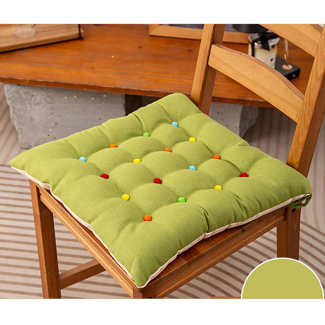 VHJdtE Seat Cushion, Creative For All Seasons|Square Cozy Seat Pads With Straps|PP Cotton Filling Stylish Chair Pad Pillow(Green)