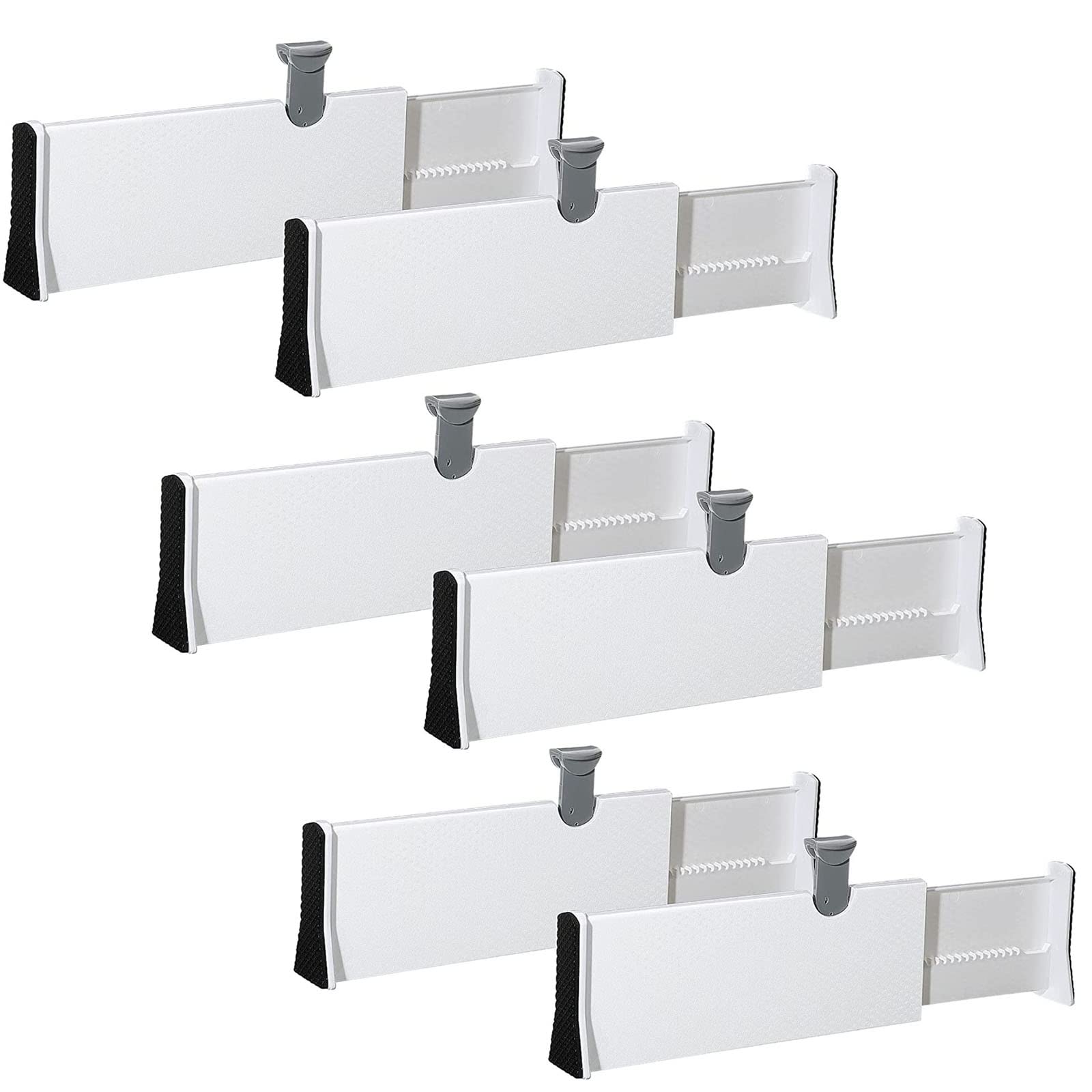 Divisori per cassetti - 4 Pollici di Altezza, divisori Regolabili per Cucina, cassettiere - Organizzatori per Abbigliamento, Vestiti per Bambini, Utensili,Confezione da 6 Separatori per cassetti