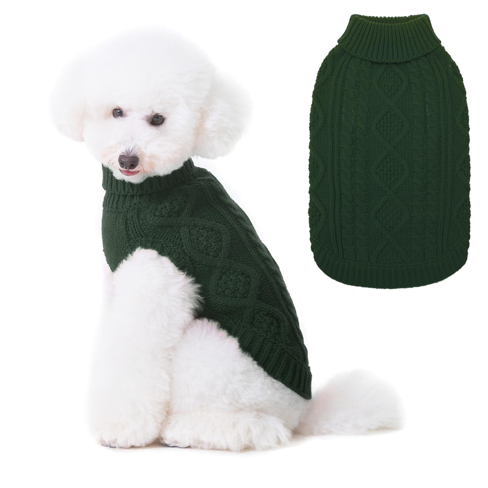 BINGPET Dog Sweater for Small Medium Dogs, Turtleneck Knitted Clothes