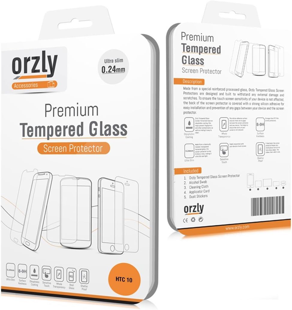 Orzly® - 2.5D Pro-Fit Tempered Glass Screen Protector for HTC 10 (2016 Model) - Full Cover Screen Guard - Black
