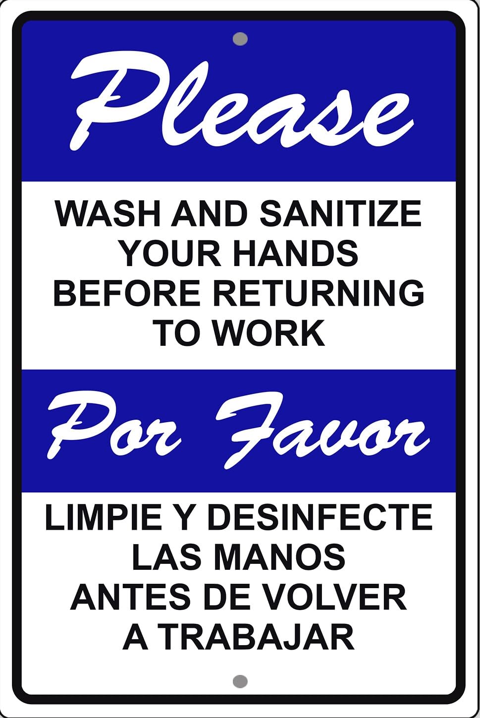 Please Wash Or Sanitize Your Hands Before Returning Safety Notice Sign