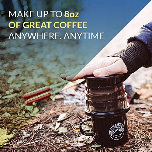 Image of Cafflano Kompact Portable Coffee Maker - Black - Tra el Hot and Cold Coffee Brewer French Press Pour O er - Tra el Coffee Pot Cup