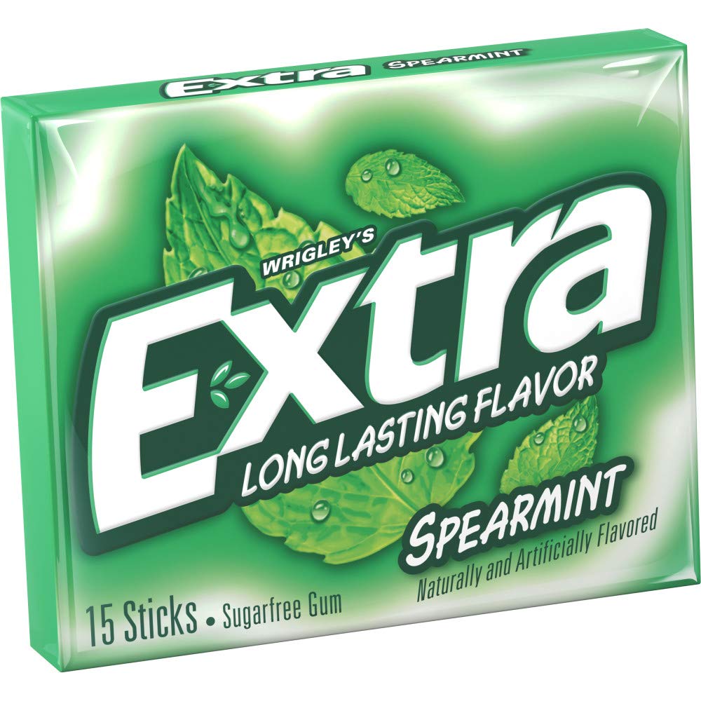 Extra Chicle Sin Azúcar Sabor Menta Verde, Paquete de 15 Unidades