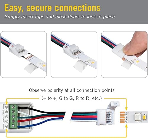Miniatura 3 de Armacost Lighting RGB+W 790820 - Conector de cinta a cable de 48" - Paquete de 3