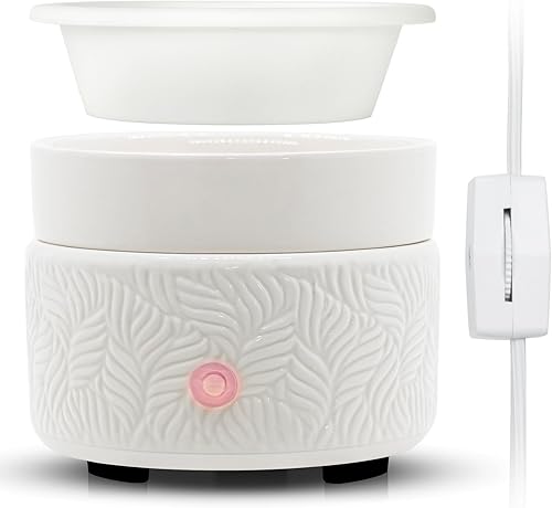 Quemador de cera de vela para derretimiento, calentador de aceite esencial de cerámica con 1 plato de silicona, 3 en 1, derretidor de cera perfumada