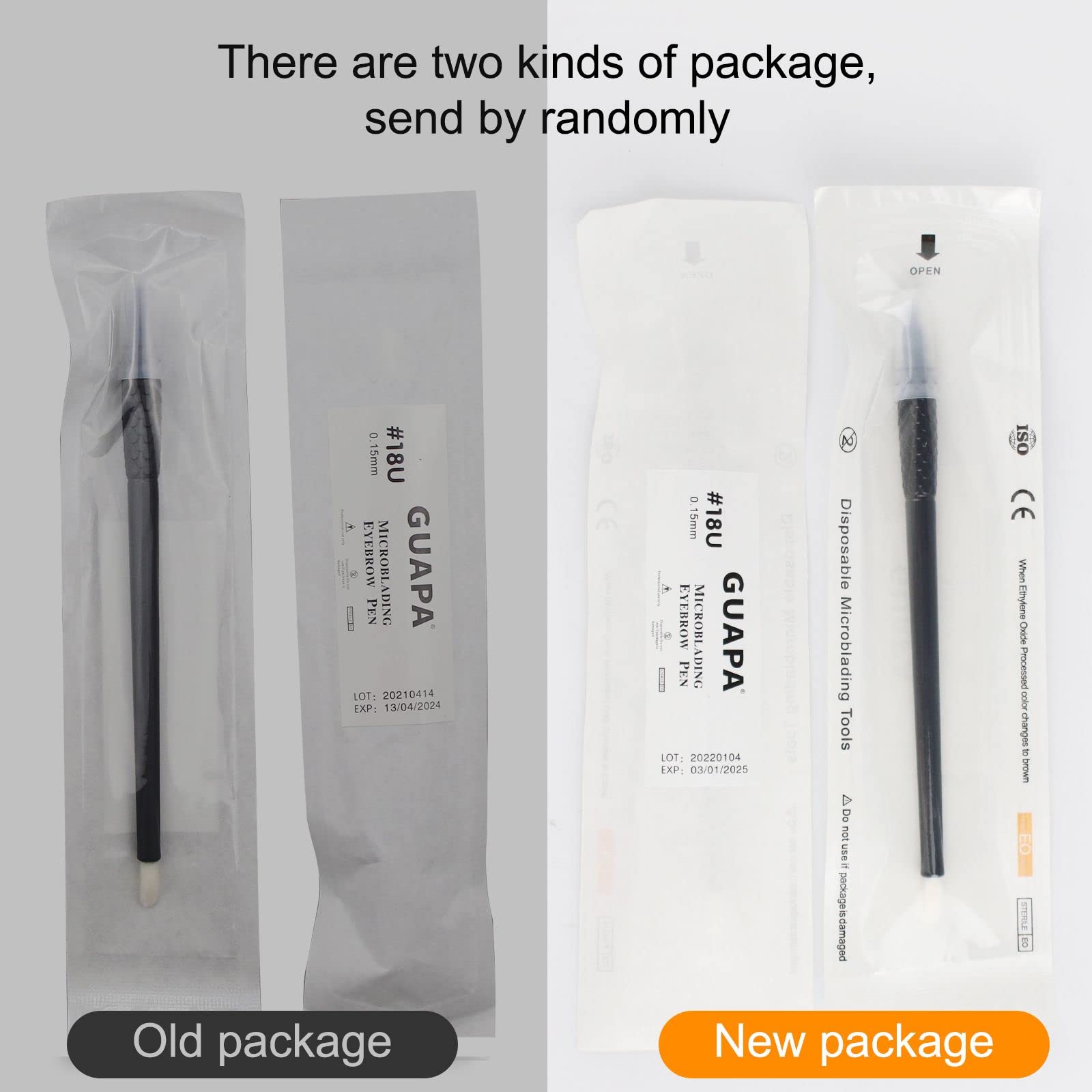 10 Uds Pluma Microblading Desechable Nano18U 0,15mm Agujas Manuales para Tatuaje de Cejas con Aplicador de Pigmento (18U-0.15mm)