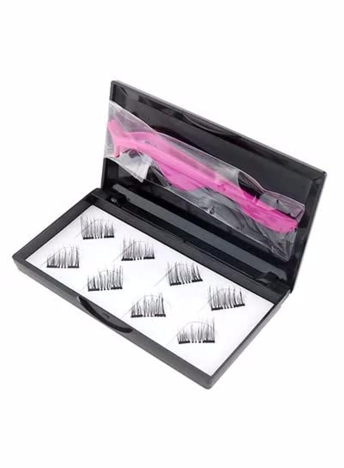 ORiTi 8 Piece Magnetic Lashes with Tweezers Set Black/Pink