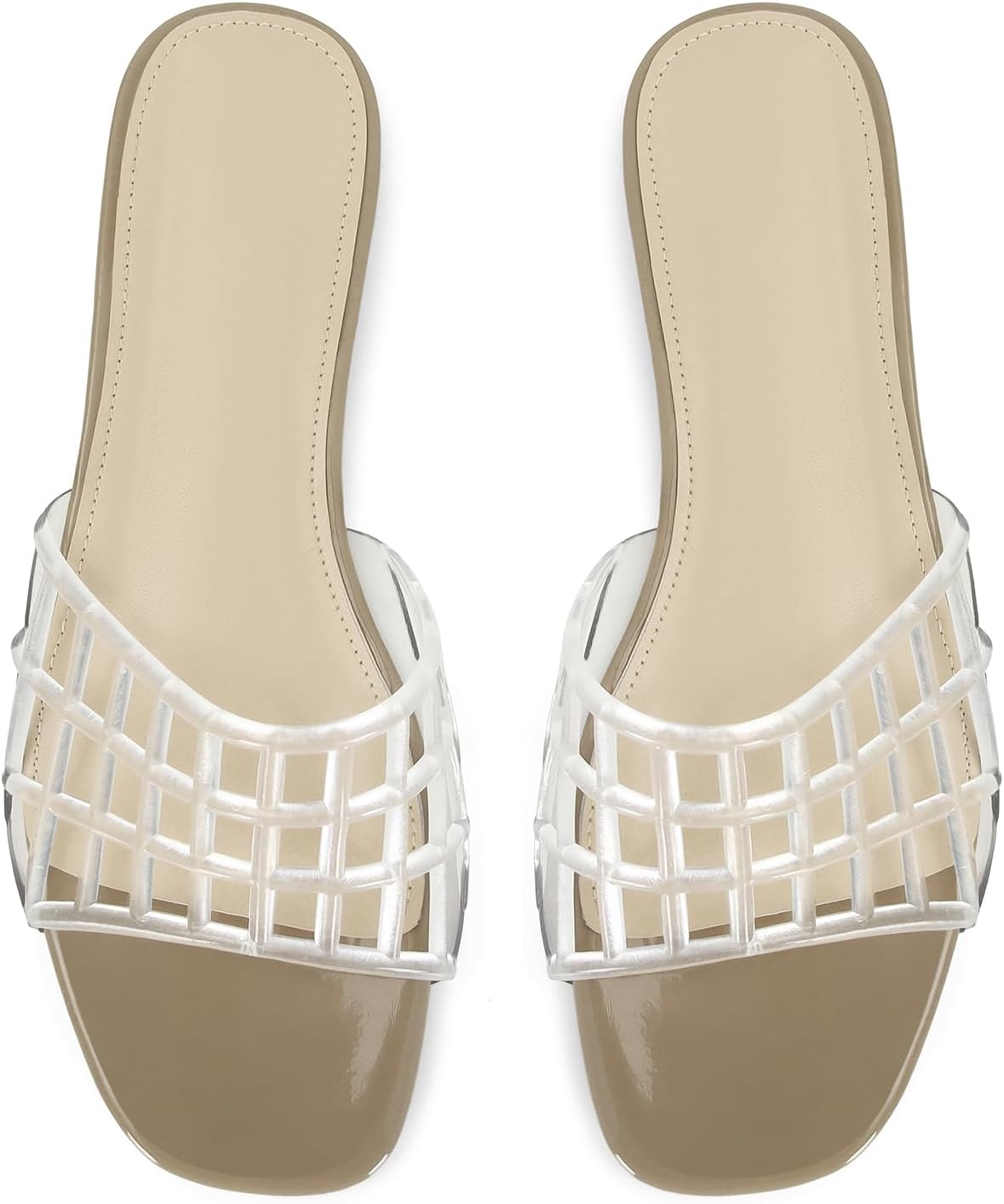 Jelly Slides Sandals for Women Clear Hollow Slip on Mesh Jelly Flats Sandals Summer Beach Slides Shoes - Image 5