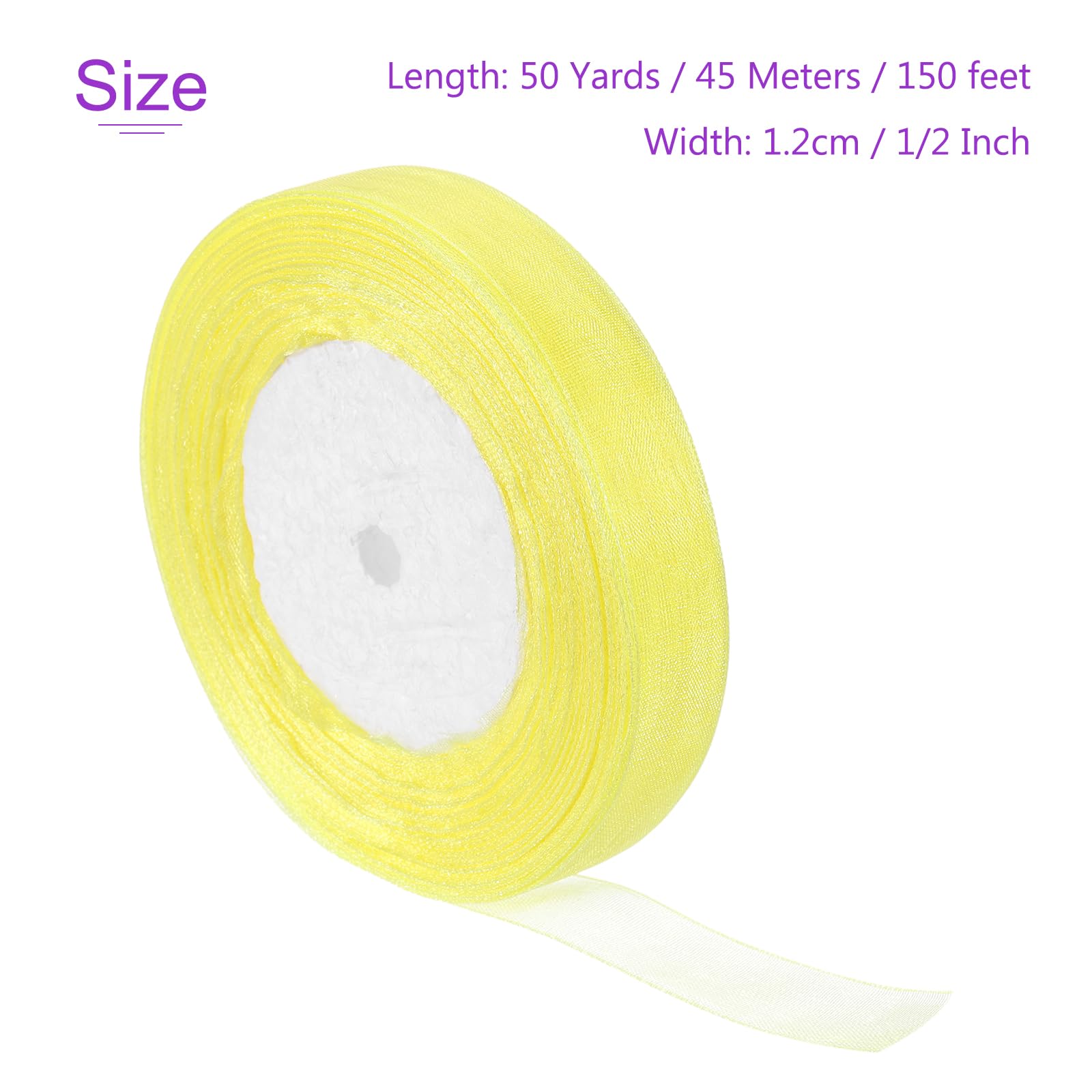 Yellow Shimmer Ribbons Snapklik.com : 50 Yards Organza Ribbon 1/2 Inch Yellow Chiffon Ribbon ...