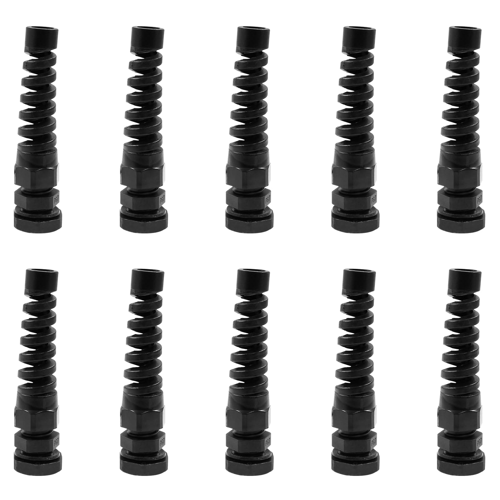 Murtenze 10 Pcs PG7 Waterproof Cable Gland - Plastic Strain Relief Cord Connector - Flex Spiral Nylon Joint - Fit for 0.14-0.23 Inch / 3.5mm-6mm Dia Wire - Black-image-24