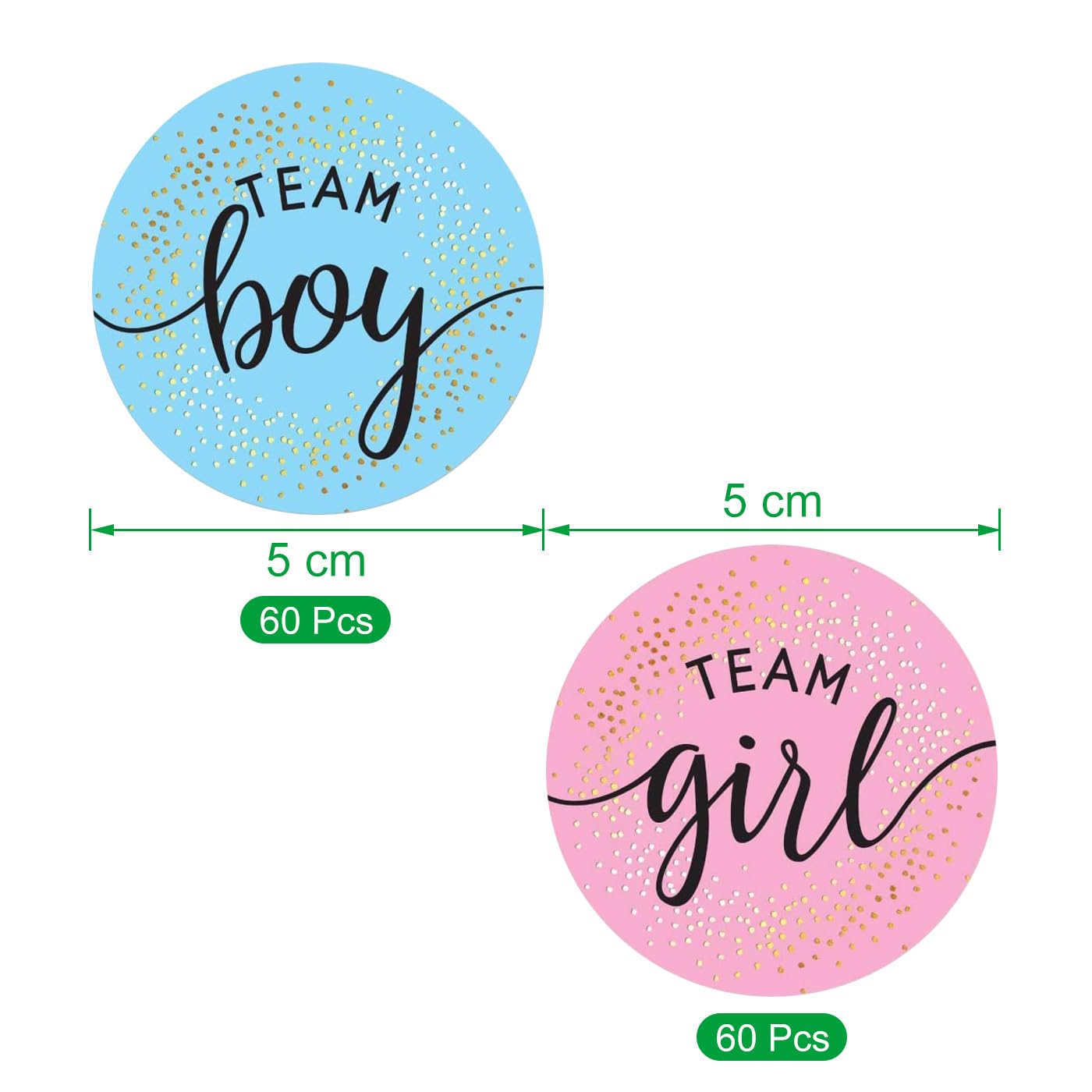 Lahviuu Gender Reveal Stickers,120 Pcs Baby Shower Sticker with Black Letter Team Boy and Team Girl - Image 3