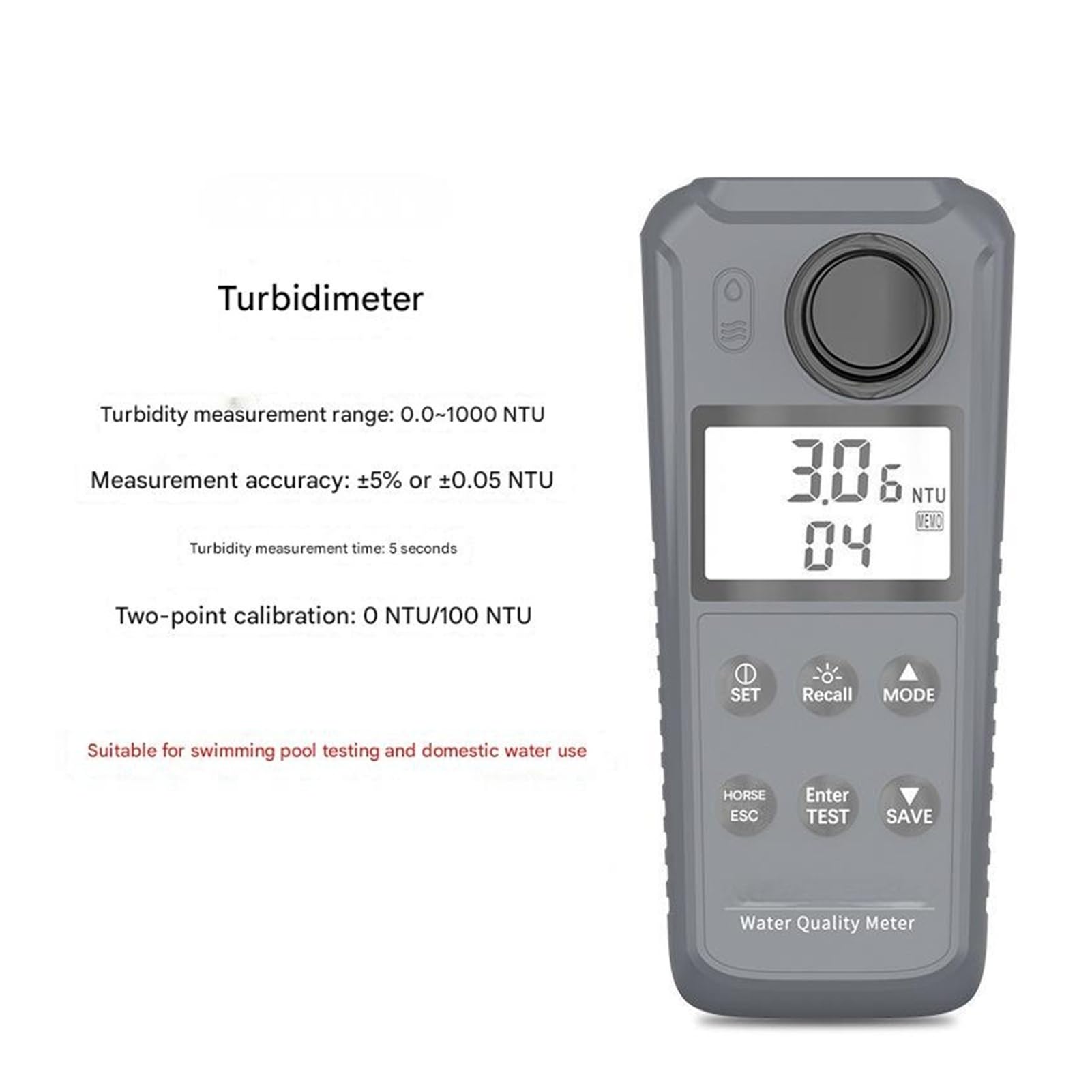 Tragbares Trübungsmessgerät E86065 Digitales, Testerbereich 0~1000 NTU 5S Precision Measuring