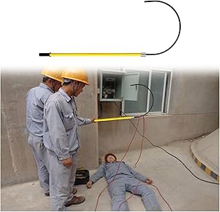 Lightweight High Voltage Rescue Hook with Pole, Detachable Insulated Lifeguard Stick for Emergency Electrocution, Electrical Safety Tools 3 Feet 5ft 6 Ft 6.5FT 10 Foot(Yellow-6.5ft/2m-110kV