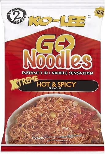 Instant Noodle Bundle Pack with Ko-Lee Go Instant Noodles Xtreme Hot & Spicy Flavour (24 X 85g) - 1 Pack | Suitable For The Microwave & Suitable For Vegetarians | Full Case: (24 x 85g Each).