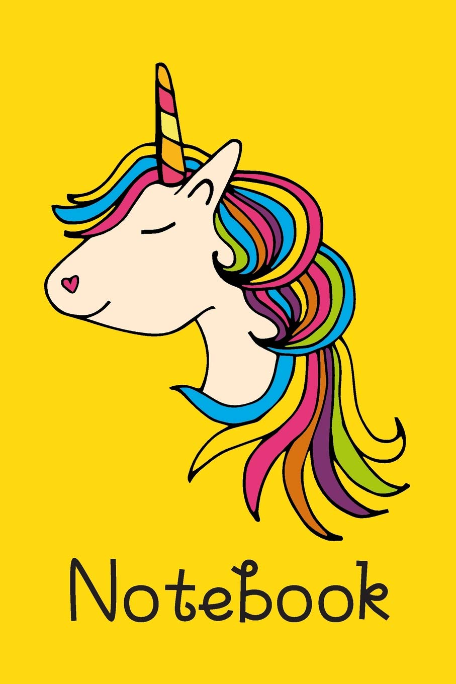 Notebook: Cute Unicorn Doodle 6x9 Blank Lined Notebook for Girls, Yellow,120 pages