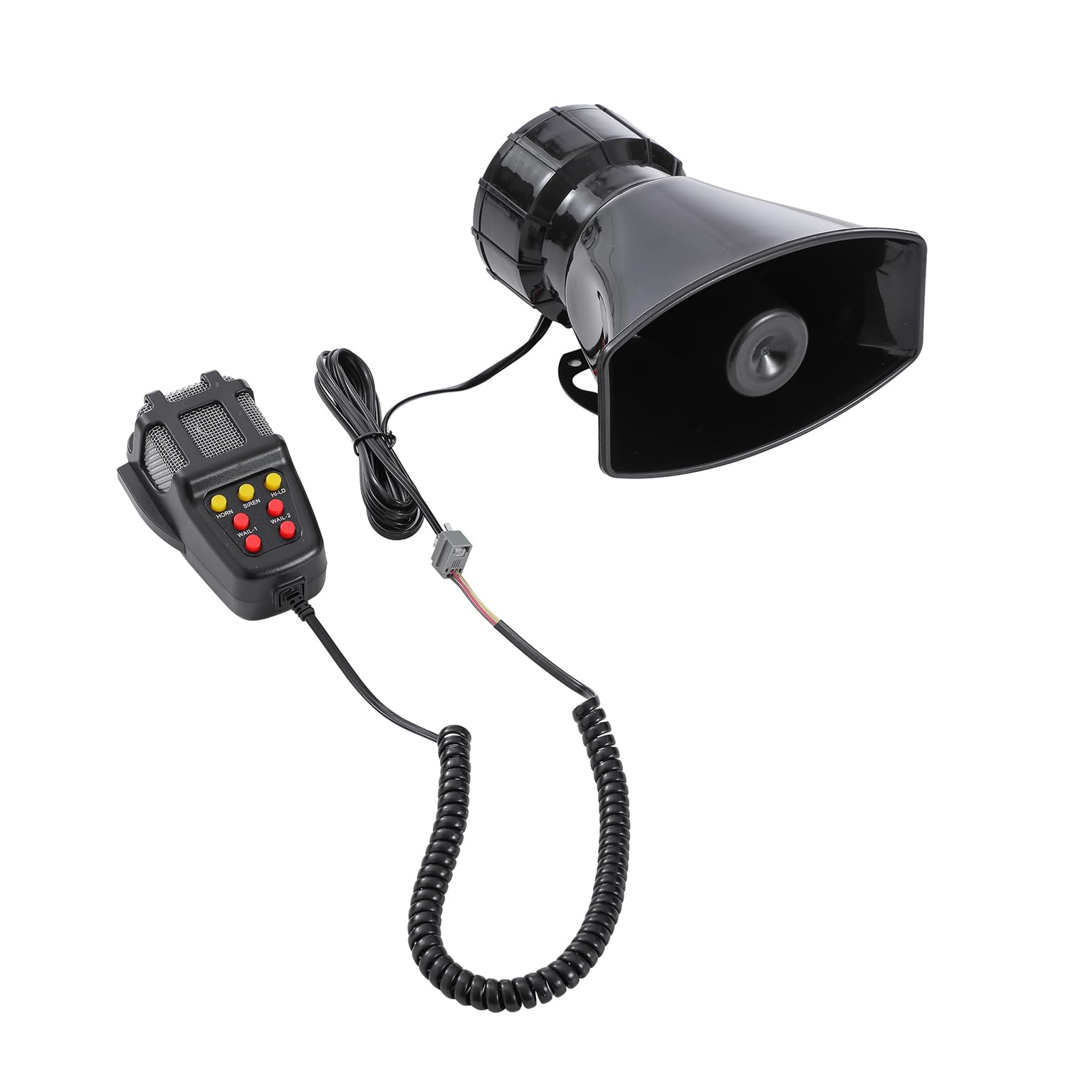 KATSU Tools Car Siren Speaker 12V 100W 7 Tone Sound with Mic, Car Siren Vehicle Horn Hooter Motorcycle Traffic Alarm Firemen Ambulance Loudspeaker Emergency Sound Amplifier 990761