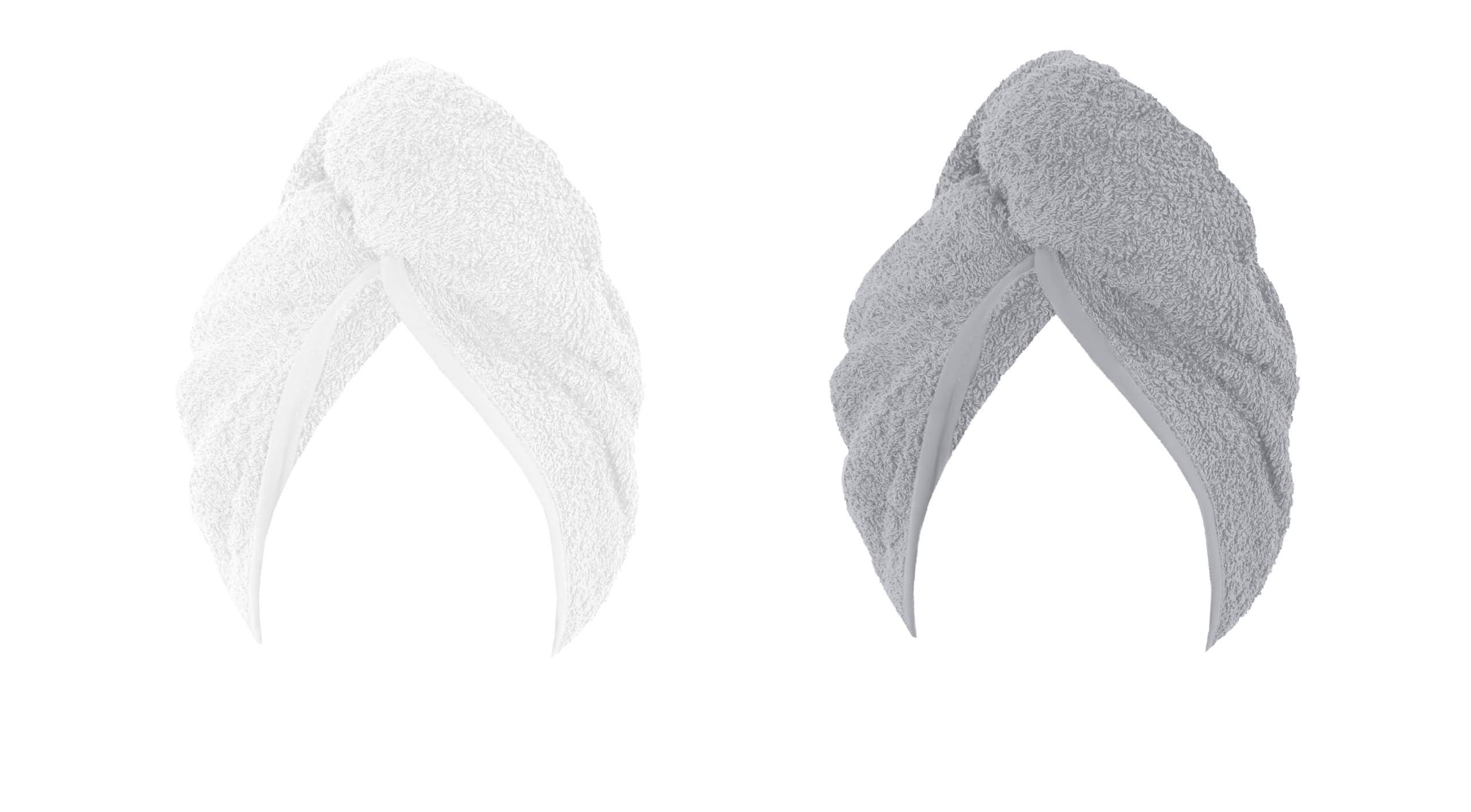 Kam Labelz 1Grey & 1White Pack Of 2 Cotton Terry Hair Towel Turbans | Quick Dry, 100% Cotton, Grey & White