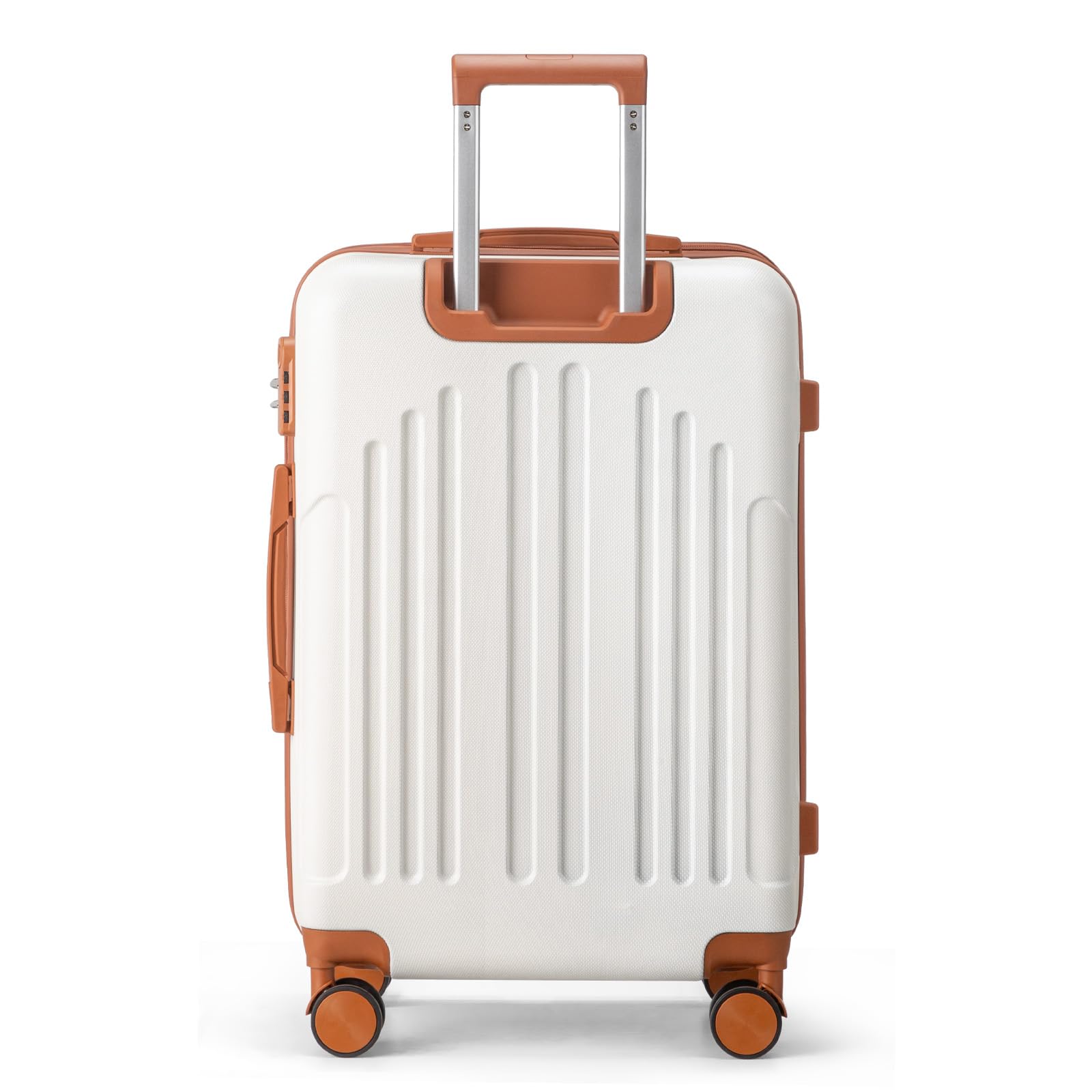 LALAHO Valise de Voyage Moyenne en ABS, Bagage Suitcase Rigide (Beige-Brun, L/65cm)