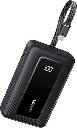 Anker Zolo Power Bank, banco de energía de 20,000mAh cargador portátil rápido de 45W máximo con cable USB-C integrado, USB C&A, paquete de batería