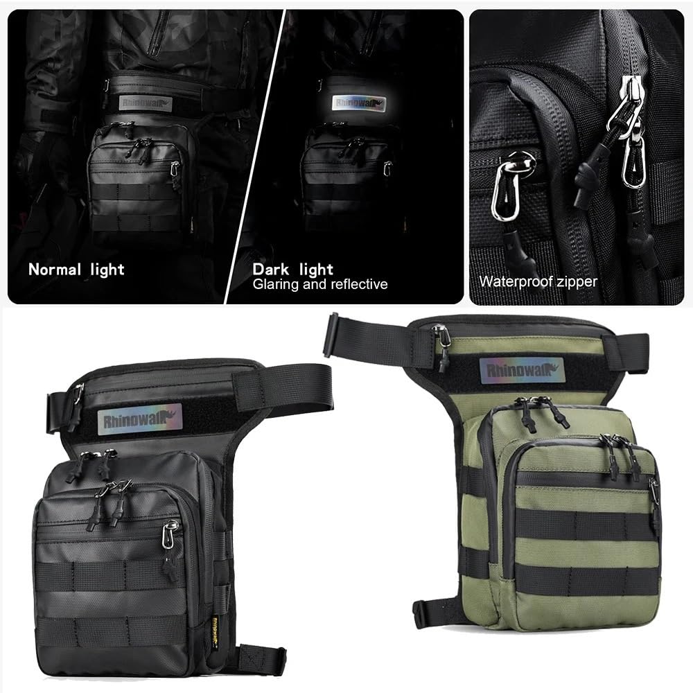 Pernera Moto Bolsa táctica de Viaje for Motocicleta, Bolso Impermeable for teléfono móvil, riñonera, Bolsa for Pierna(Black-01)